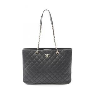 CHANEL Matelasse Large Shopping Bag Tote in Lambskin Leather, Black, Women's,...